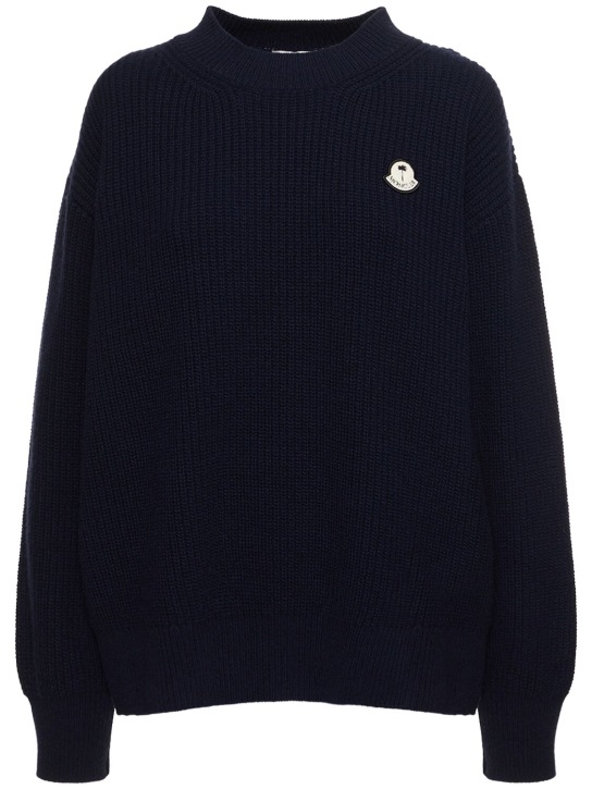 Moncler Genius: Moncler x Palm Angels wool sweater - Dunkelblau - women_0 | Luisa Via Roma