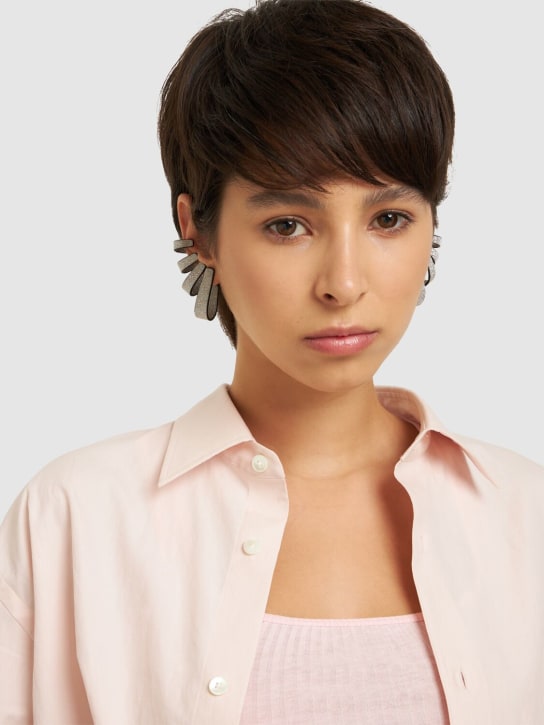 So-le Studio: Zephir leather earrings - Silver - women_1 | Luisa Via Roma