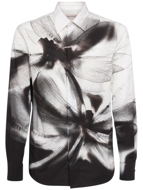Alexander McQueen: Dragonfly shadow printed cotton shirt - Black/White - men_0 | Luisa Via Roma