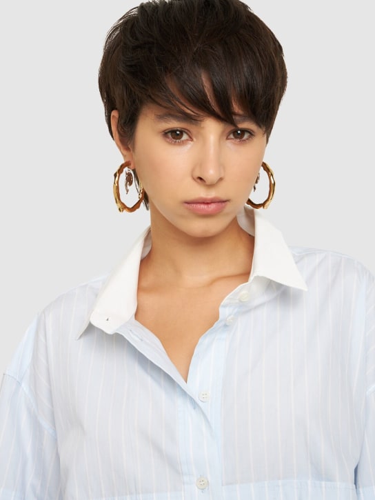 Pucci: Coral hoop earrings - Gold/Silver - women_1 | Luisa Via Roma