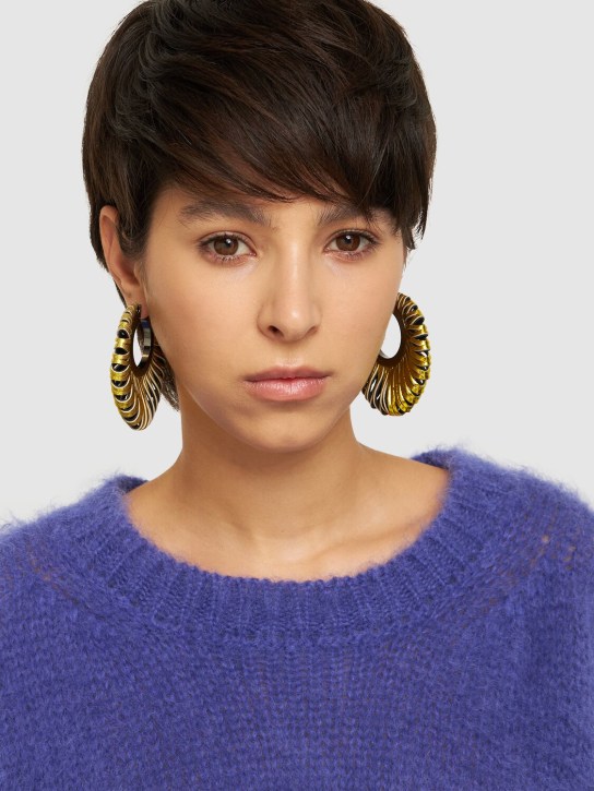 So-le Studio: Revolve leather earrings - Mustard Yellow - women_1 | Luisa Via Roma
