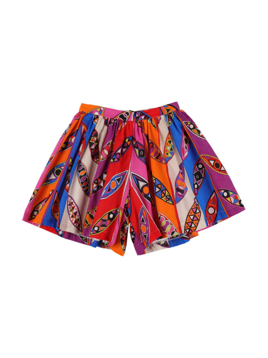 Pucci: Shorts in mussola di cotone stampato - Fucsia - kids-girls_0 | Luisa Via Roma