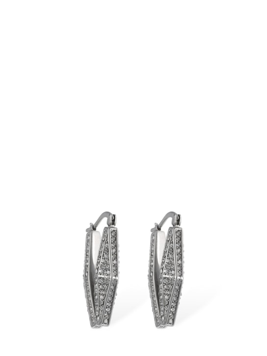 Jimmy Choo: Diamond效果圆环耳环 - 银色 - women_2 | Luisa Via Roma