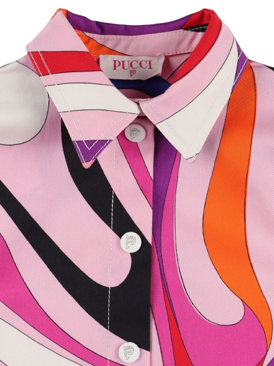 Pucci: Cotton gabardine printed sleeveless top - Fuchsia - kids-girls_1 | Luisa Via Roma