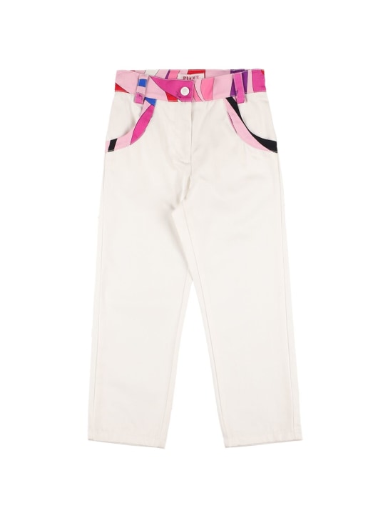 Pucci: Pantalones de gabardina de algodón - Marfil - kids-girls_0 | Luisa Via Roma