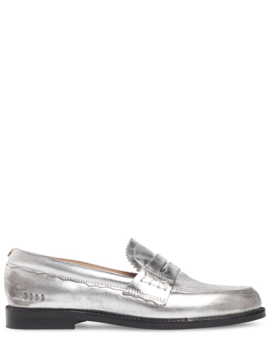 Golden Goose: 20mm Jerry metallic leather loafers - Silver - women_0 | Luisa Via Roma
