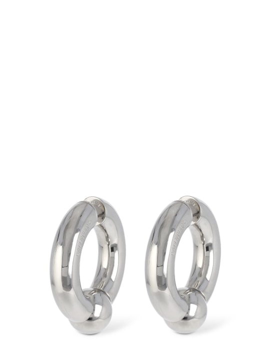 Balenciaga: Mega brass earrings - Silver - men_3 | Luisa Via Roma