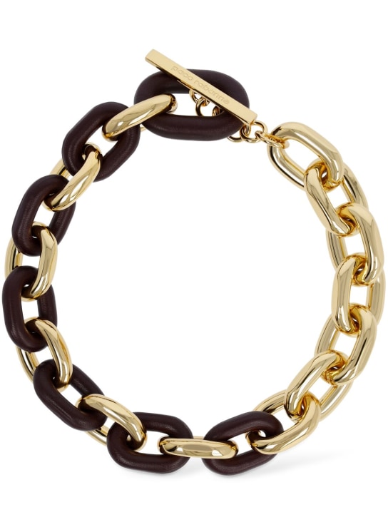 Rabanne: Xl link leather collar necklace - women_0 | Luisa Via Roma