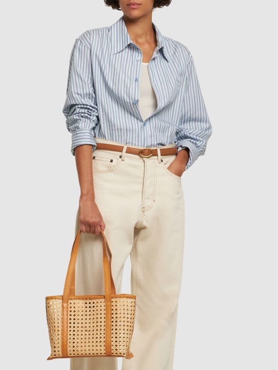 Bembien: Mini Margot rattan & leather tote bag - women_1 | Luisa Via Roma
