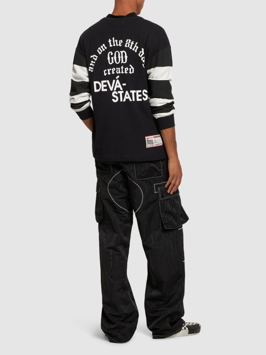 Deva States: Genesis waffle knitted sweater - Black/White - men_1 | Luisa Via Roma