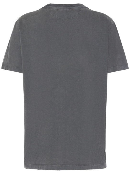 Golden Goose: Golden regular distressed t-shirt - Grey - women_3 | Luisa Via Roma