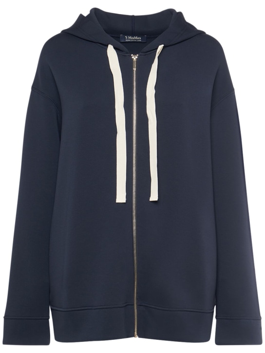 'S Max Mara: Zuai jersey logo zip hoodie - Lacivert - women_0 | Luisa Via Roma