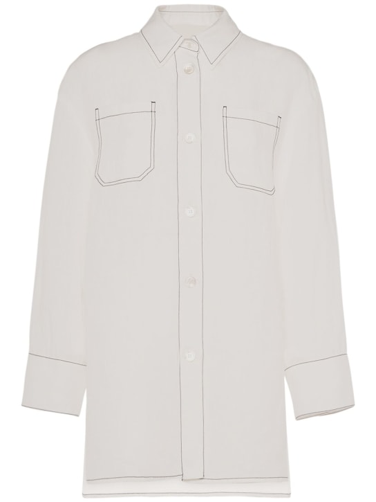 'S Max Mara: Daria linen shirt w/ stitching details - White - women_0 | Luisa Via Roma
