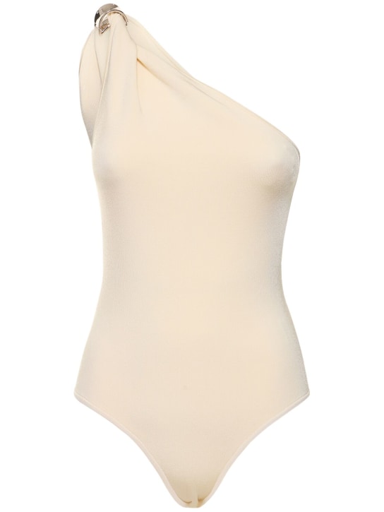 Galvan: Leticia knit one shoulder bodysuit - Ivory - women_0 | Luisa Via Roma