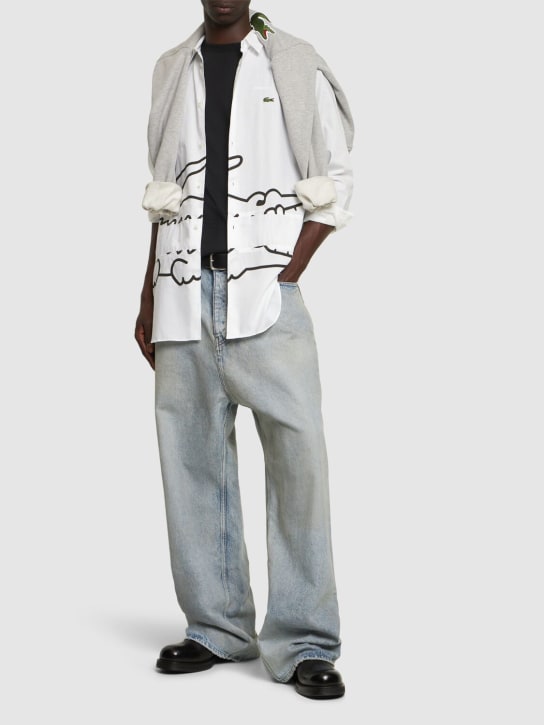 Comme des Garçons Shirt: Lacoste印花棉质府绸衬衫 - 白色 - men_1 | Luisa Via Roma
