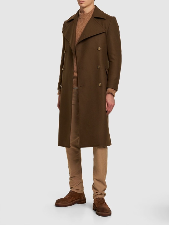 Bottega Martinese: Zweireihiger Mantel aus Wollmischung - Braun - men_1 | Luisa Via Roma