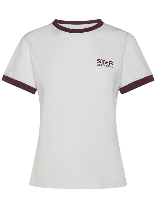 Golden Goose: T-shirt slim fit Star in cotone - Heritage White - women_0 | Luisa Via Roma