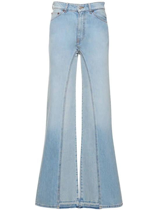 Victoria Beckham: Bianca denim cotton flared jeans - Blue - women_0 | Luisa Via Roma