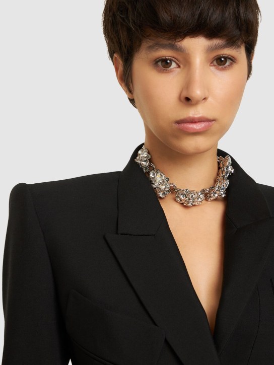 Versace: Collar choker con cristales - Plata - women_1 | Luisa Via Roma