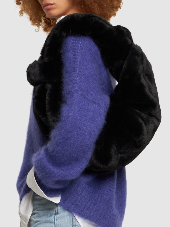 Simon Miller: Large Lopsy faux fur shoulder bag - Siyah - women_1 | Luisa Via Roma