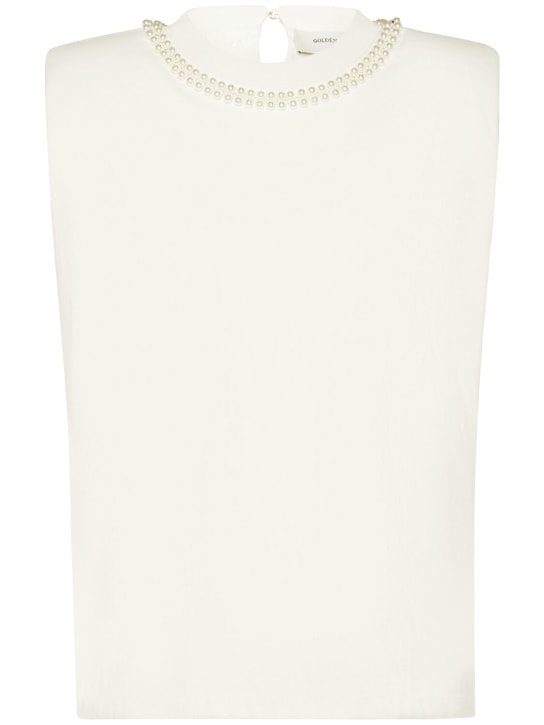 Golden Goose: Journey sleeveless cotton top - Heritage White - women_0 | Luisa Via Roma