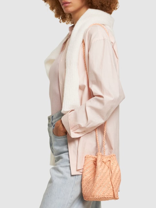 Dragon Diffusion: Pompom Doublej woven leather basket bag - Pastel Pink - women_1 | Luisa Via Roma