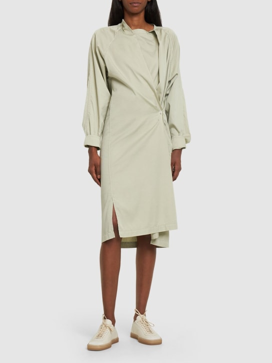 Lemaire: Robe chemise midi en coton - Sage - women_1 | Luisa Via Roma