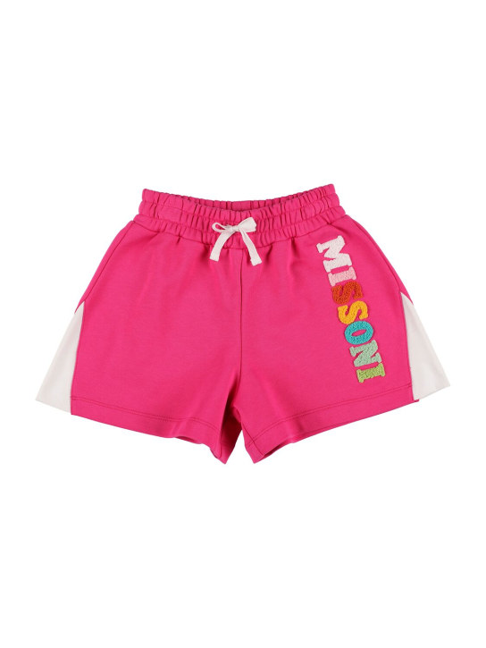 Missoni: Cotton jersey logo shorts - Fuşya - kids-girls_0 | Luisa Via Roma