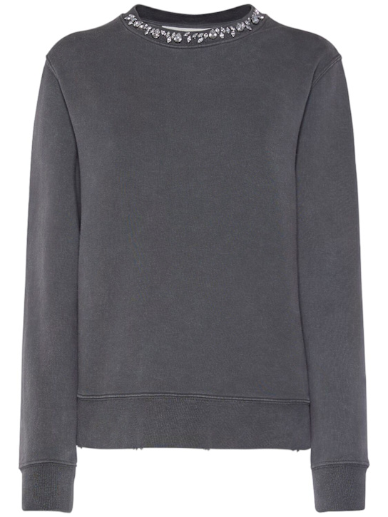 Golden Goose: Golden regular distressed sweatshirt - Grey - women_0 | Luisa Via Roma