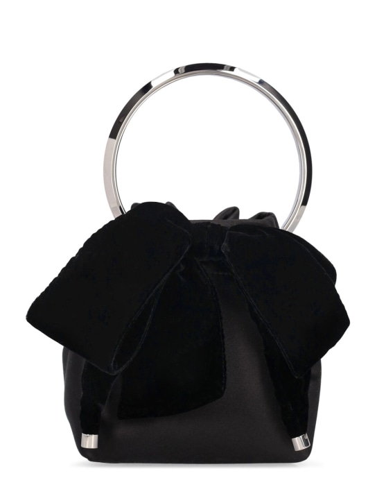 Jimmy Choo: Bon Bon velvet top handle bag w/bow - Black - women_0 | Luisa Via Roma