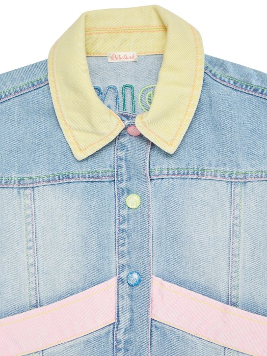 Billieblush: Embroidered cotton denim vest - Mavi/Renkli - kids-girls_1 | Luisa Via Roma