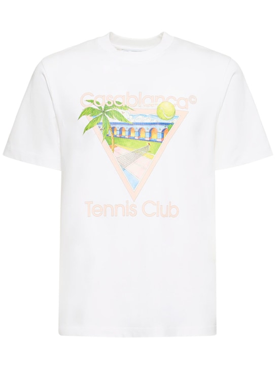 Casablanca: T-shirt Tennis Club in cotone organico - Bianco - men_0 | Luisa Via Roma