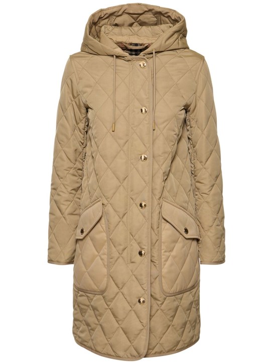 Burberry: Roxby quilted nylon coat - Beige - women_0 | Luisa Via Roma