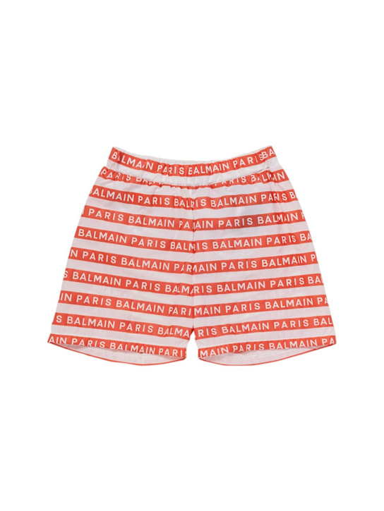 Balmain: 로고 나일론 수영복 - kids-boys_0 | Luisa Via Roma