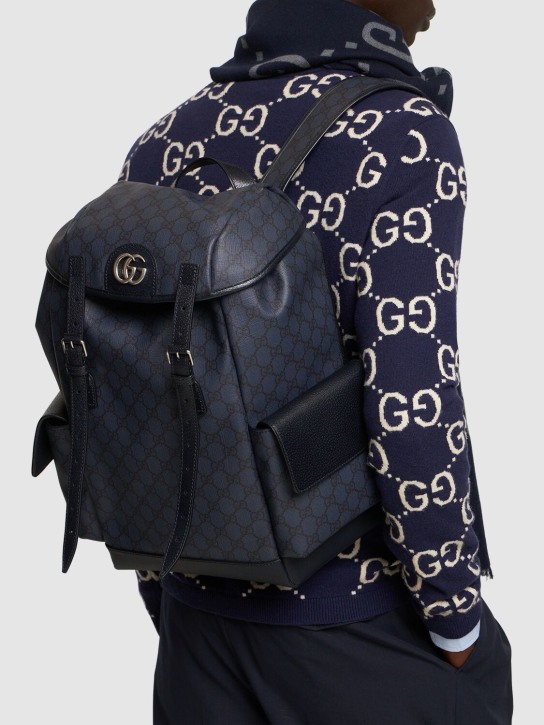 Gucci: Ophidia GG supreme backpack - Blue/Black - men_1 | Luisa Via Roma