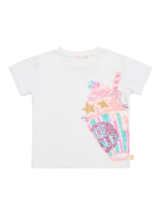 Billieblush: T-shirt en coton imprimé - Blanc - kids-girls_0 | Luisa Via Roma