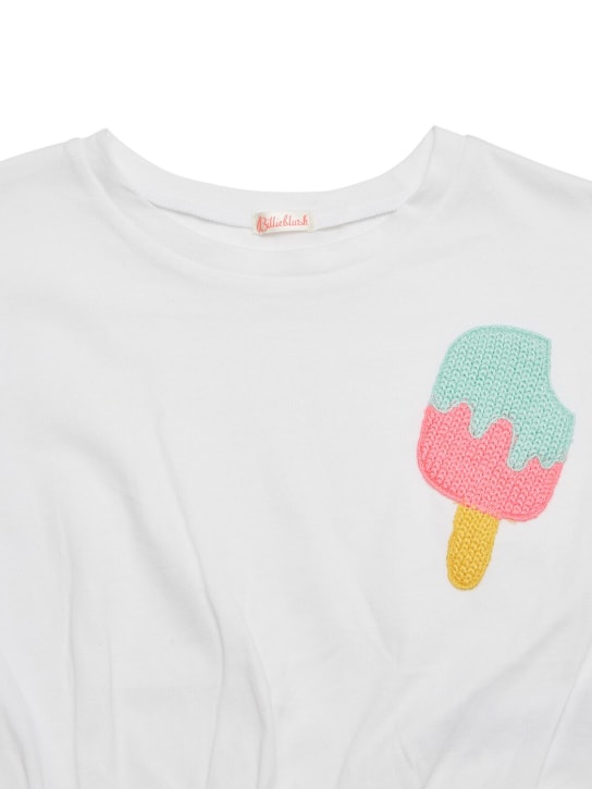 Billieblush: Bauchfreies, verziertes T-Shirt aus Baumwolle - Weiß - kids-girls_1 | Luisa Via Roma