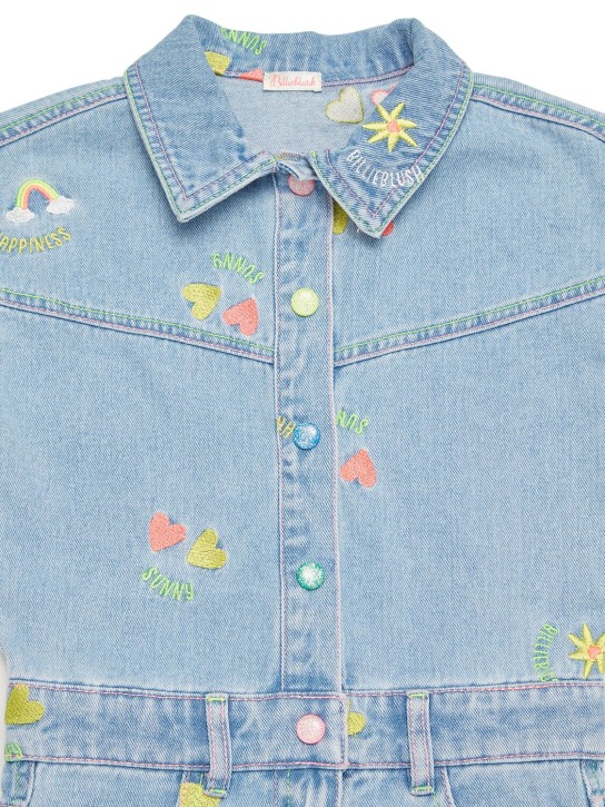 Billieblush: Embroidered denim playsuit - Kot - kids-girls_1 | Luisa Via Roma