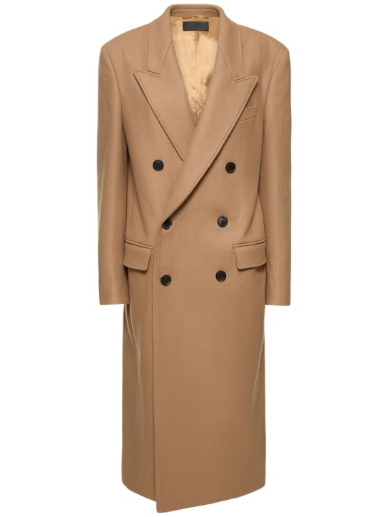 Nili Lotan: Edmont double breast wool long coat - Brown - women_0 | Luisa Via Roma