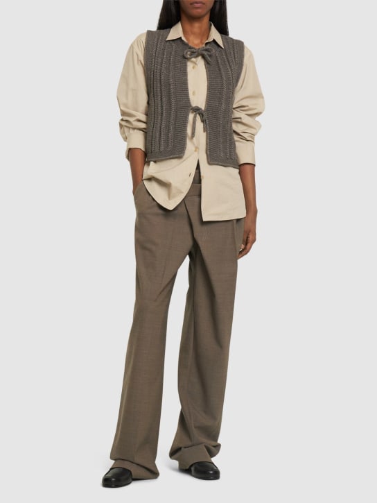 Lemaire: Textured stitch wool blend vest - Grey - women_1 | Luisa Via Roma