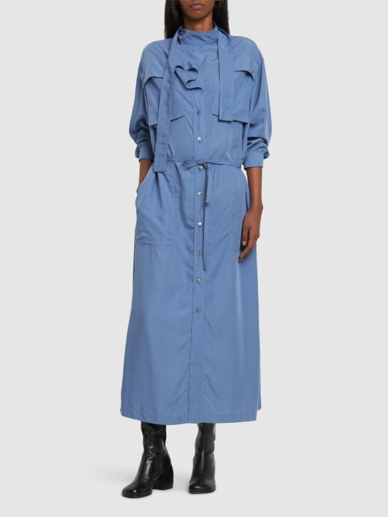 Lemaire: 2 포켓 미디 셔츠 드레스 - 블루 - women_1 | Luisa Via Roma