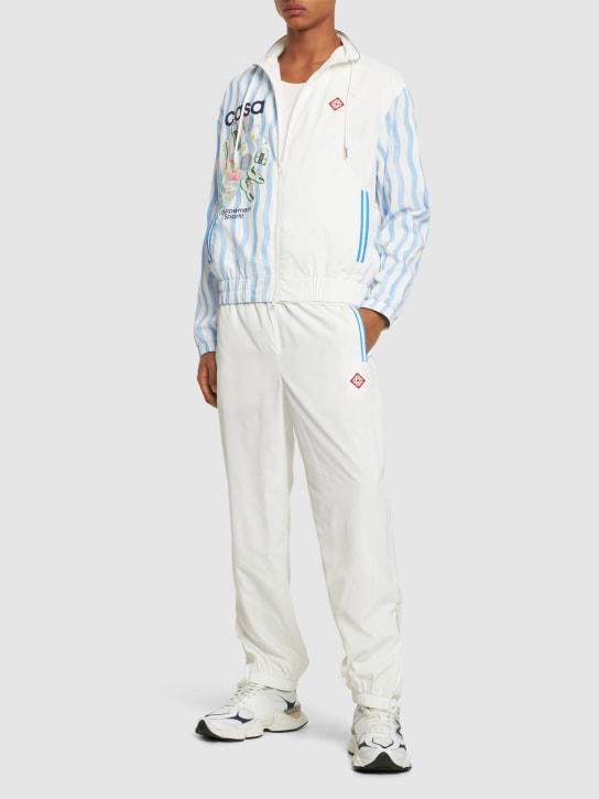 Casablanca: Pantalon de survêtement en tissu technique à logo - Blanc - men_1 | Luisa Via Roma