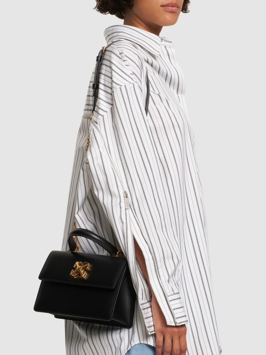 Off-White: Jitney 1.4 leather top handle bag - Black - women_1 | Luisa Via Roma