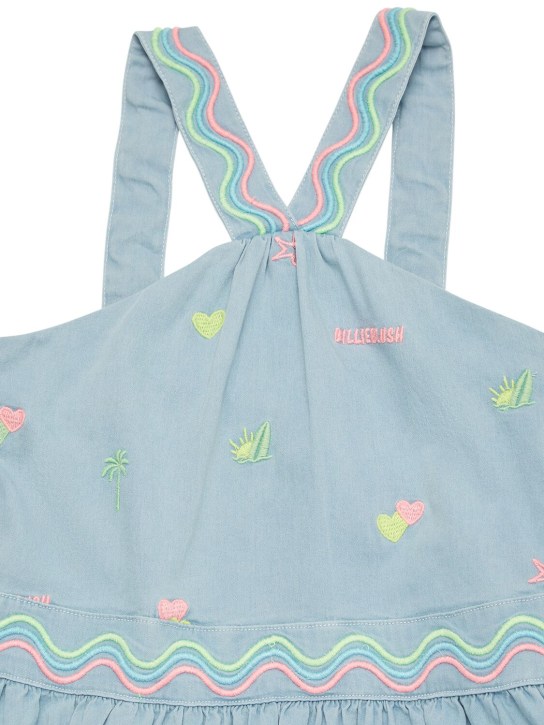 Billieblush: Embroidered denim dress - Mavi/Renkli - kids-girls_1 | Luisa Via Roma