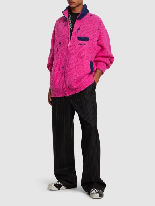 Doublet: Wool blend knit jacket - Neon Pink - men_1 | Luisa Via Roma