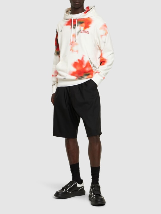 Alexander McQueen: Floral all over print cotton hoodie - White/Multi - men_1 | Luisa Via Roma