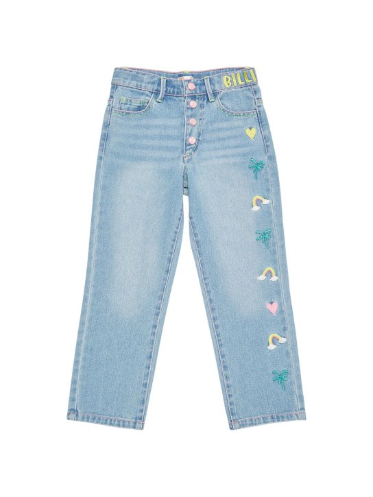 Billieblush: Jeans in denim di cotone con ricami - Denim - kids-girls_0 | Luisa Via Roma