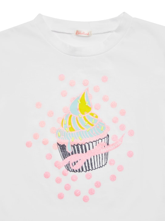 Billieblush: Cupcake print cotton t-shirt - Beyaz - kids-girls_1 | Luisa Via Roma