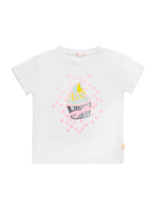 Billieblush: Cupcake print cotton t-shirt - Beyaz - kids-girls_0 | Luisa Via Roma