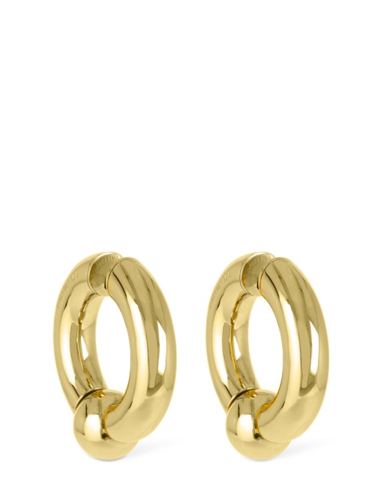Balenciaga: Mega brass earrings - Gold - men_1 | Luisa Via Roma